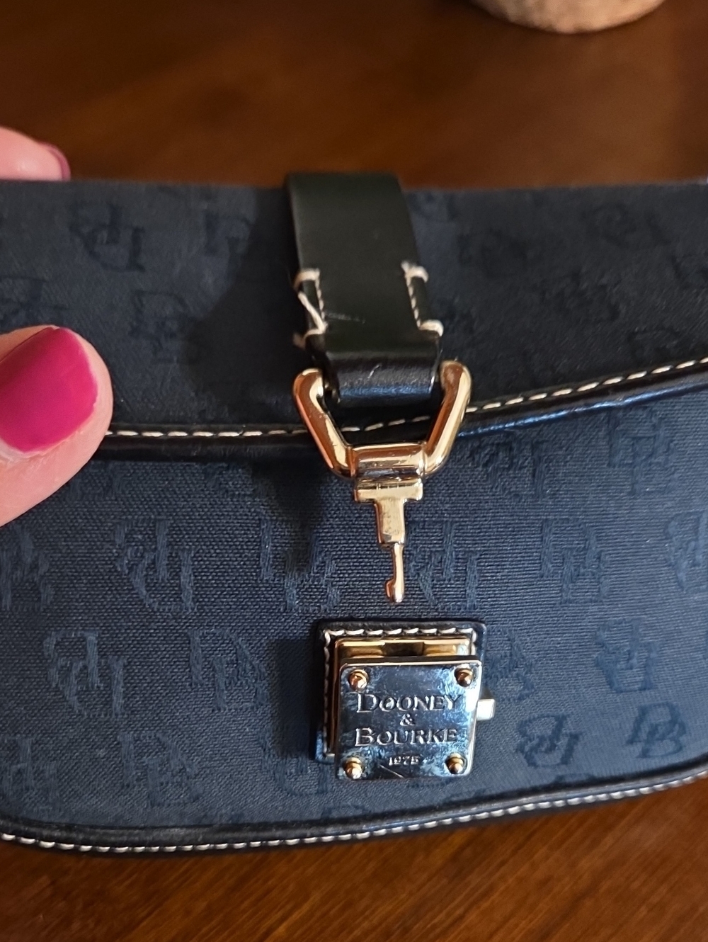 Dooney & Bourke Vintage Signature Monogram Flap Wristlet - Picture 14 of 16
